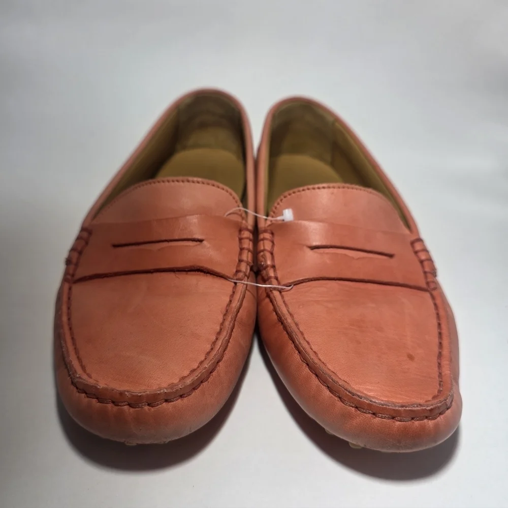 M.Gemi Women's Peach Leather Loafer Flats Made In Italy Size 37 US 7 Slip On